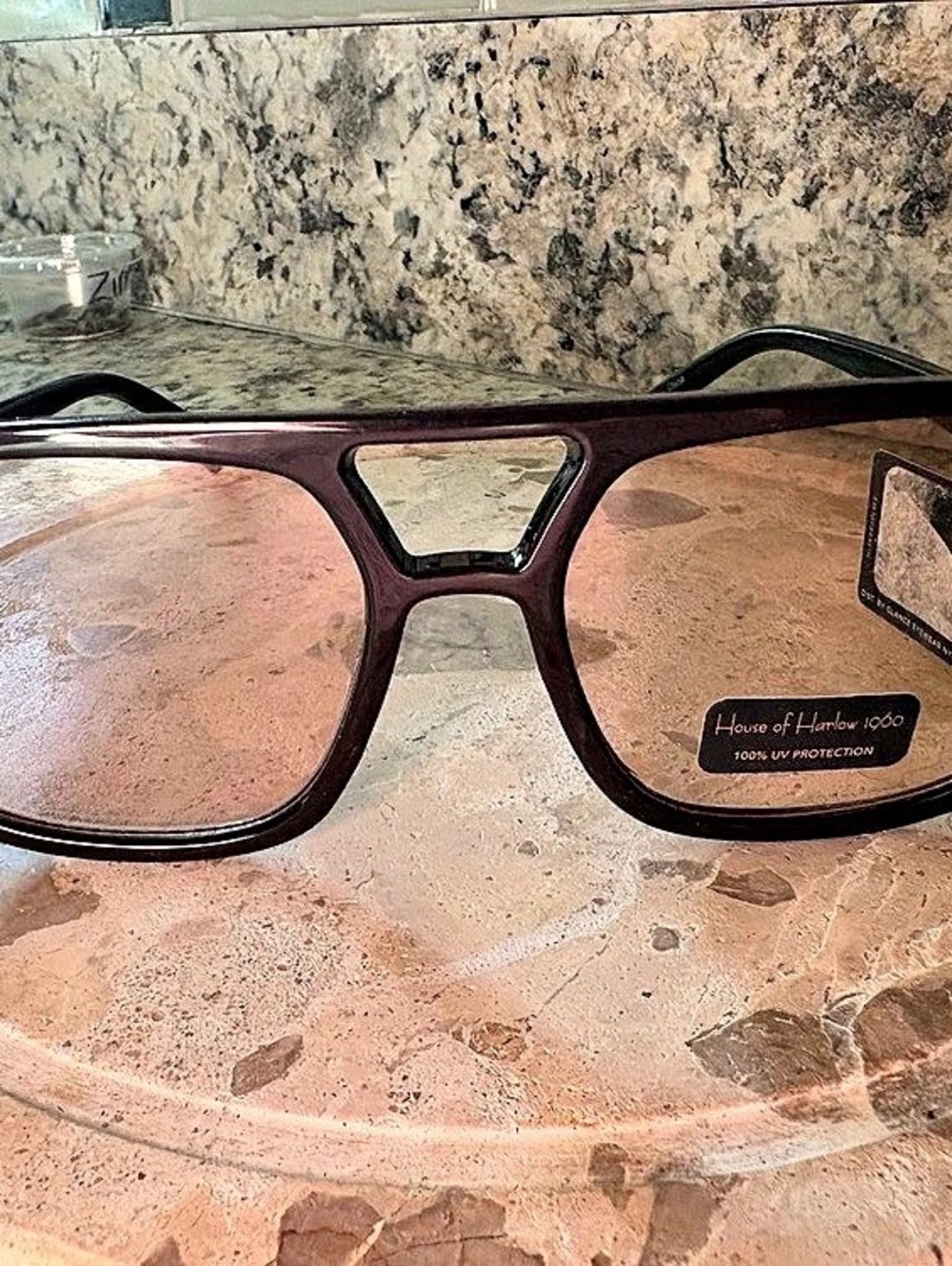 House of Harlow 1960 Oversized Brown Tortoise Sunglasses 100% UV - Picture 2 of 5